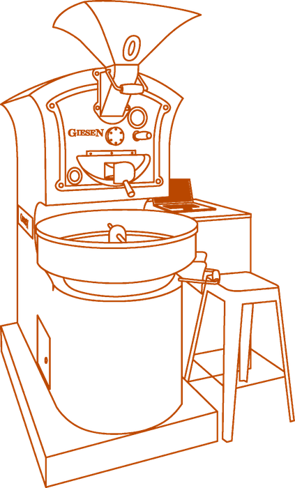 Disegno della tostatrice Giesen di CoffeeStorming